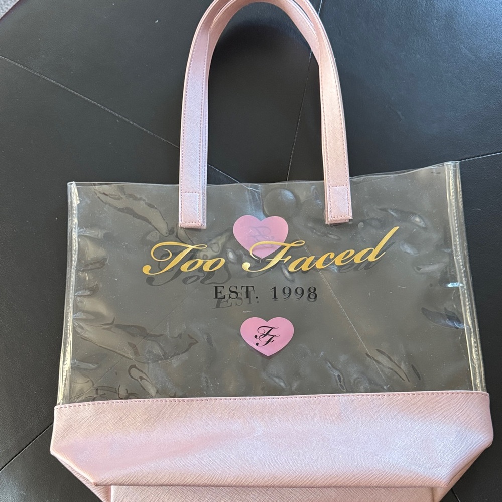 Bundle 2 Listings for $20😀Too Faced Pink and Gold Transparent Tote